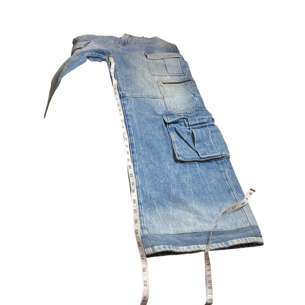 Alice + Olivia Cay Baggy Denim Cargo Pants in Brea Blue Size 25 - Picture 14 of 14